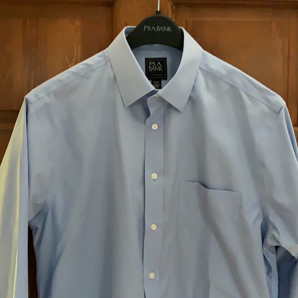 Jos A Bank Traveler Slim Fit 16 34 Light Blue Non-Iron Unused